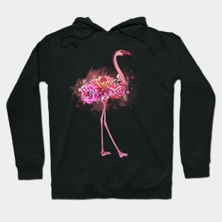 Pink Flamingo and pink flowers roses Hoodie